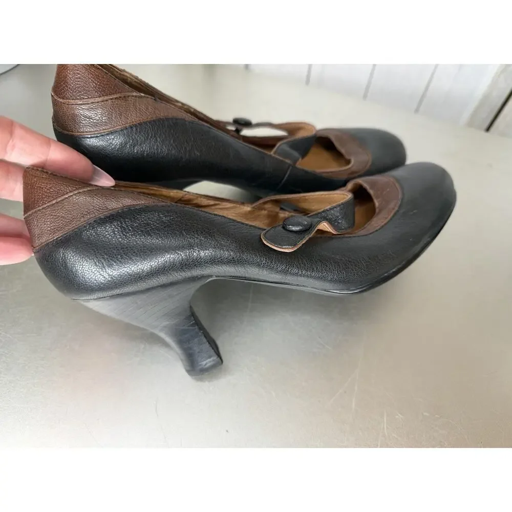 Söfft Mary Jane Heels Women Viva Shoes Black Brown Black Leather Salsa Sz 8.5